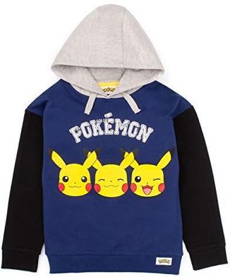 Pokemon Bluza z kapturem dla chłopców | dzieci pikachu twarz niebieski szary sweter z kapturem | odzież dla graczy dla dzieci prezent towary