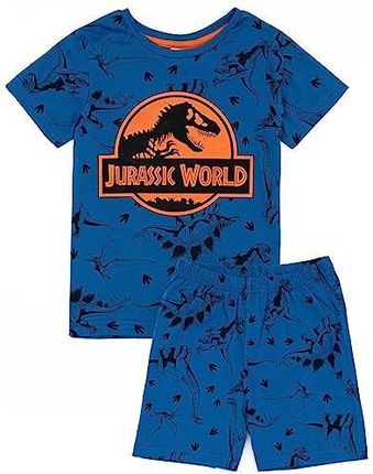 Jurassic World Niebieska piżama chłopięca | Dziecięca koszulka z krótkim rękawem i szorty Pjs | Dinozaur filmowy | Oficjalny towar | Idealny prezent