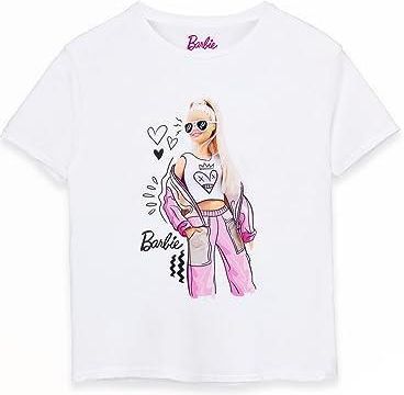 Barbie Pose Girls Biała koszulka z krótkim rękawem | Kultowa marka Barbie | Zabawny i modny, zabawny design z żywą grafiką | Wygodne dopasowanie | Mod