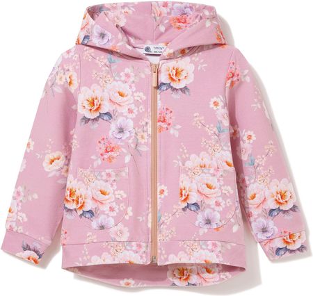 Bluza dresowa z kapturem zapinana na suwak Pink roses