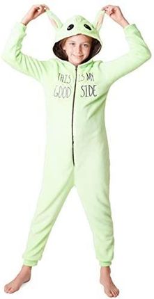 Piżama chłopięca z Gwiezdnych Wojen, Baby Yoda Fleece Onesie, Mandalorian PJ 4-14 lat, ZIELONY, 7-8 lat