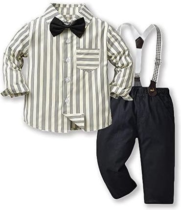 xuntao Baby Boy Clothes Suits, Toddler Dress Shirt z Muszką + Szelki Spodnie Strój Dżentelman Ślub 2-8 12-18 Miesięcy