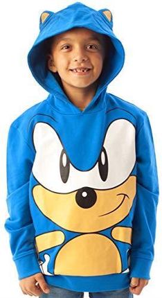 Sonic The Igel Hoodie Charakter 3D Ears Chłopcy Dzieci Niebieska bluza z kapturem, niebieski, 11-12 Lat