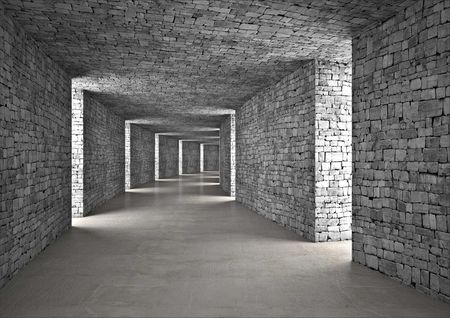 Naklejkomania Nowoczesna Fototapeta Na Ścianę Do Salonu Szary Tunel Z Cegły 3D 260x390