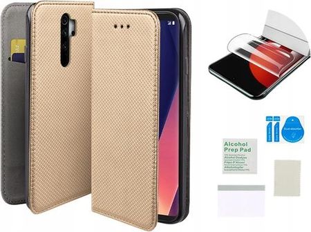 Martech Etui Z Klapką Do Xiaomi Redmi Note 8 Pro Magnet Złoty Case Folia Ochronna