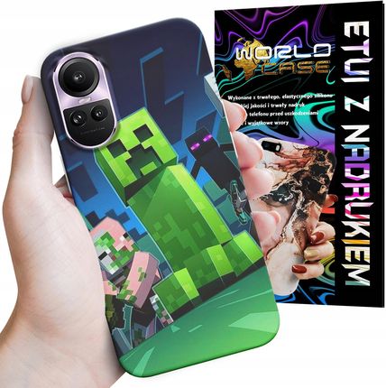 World Case Etui Case Do Oppo Reno 10 Pro 5G Minecraft Creeper Dziecięce Roblox