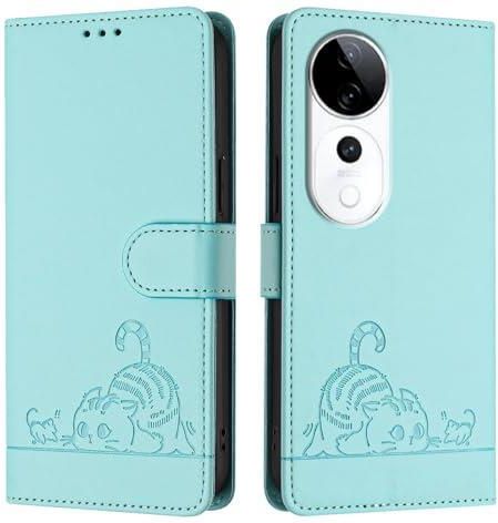 MOJIA Coque pour Vivo V40 SE, Étui Portefeuille en Cuir PU Premium, Magnétisme Super Puissant Housse de 2 en 1, Ultra Fin et Léger. Brun