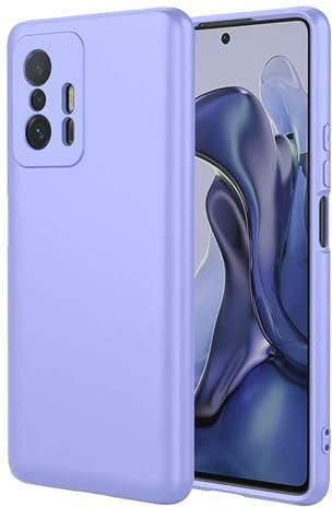 ILING Cover per Xiaomi 11T Pro 5G/Xiaomi 11T 5G, Texture Opaca Metallica Ultra Sottile Antiurto PC Rigido Silicone Custodia con Anello Supporto e Scorrevole Protezione Fotocamera (Blu