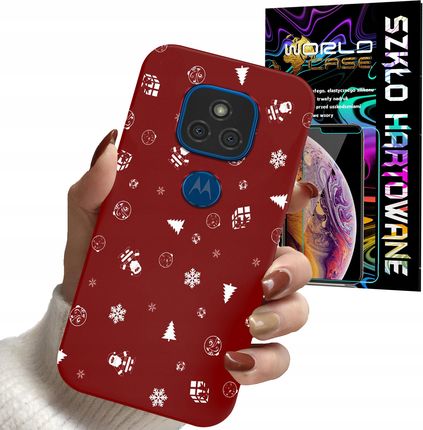 World Case Etui Do Motorola G9 Play G9 E7 Plus Świąteczne Choinka Szkło