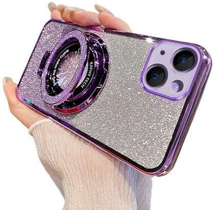 IMEIKONST Compatibile con iPhone 11 Custodia con Metallo ad Anello, Brillantini Colore Sabbie Mobili Trasparente Silicone TPU Bumper Antiurto Cover per iPhone 11. Love Pink YBZ