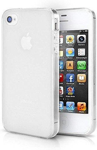doupi PerfectFit TPU Custodia per iPhone 4 4S, Tappi di Polvere incorporatin Mat Trasparente Cover, Bianco