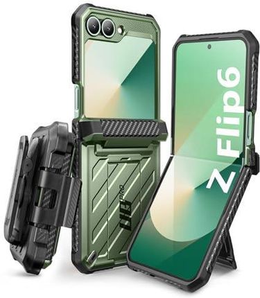 SUPCASE Etui Samsung Galaxy Z Flip 6 z uchwytem i klipsem na pasek, [ochrona zamka błyskawicznego] [Ochrona ekranu przedniego] 360 stopni wytrzymała o