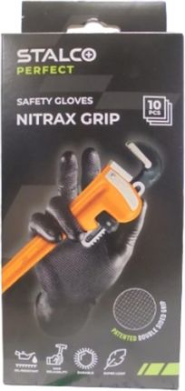 Stalco Rękawice Rękawiczki Nitrylowe Nitrax Grip Rozmiar 9 - L 5 Par