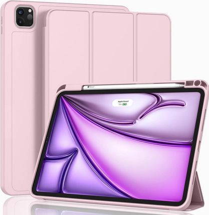 Etui D-Pro Smart Cover Case pokrowiec obudowa z klapką z uchwytem na rysiki iPad Air 13 M2 6 Gen. 2024 (Różowy)