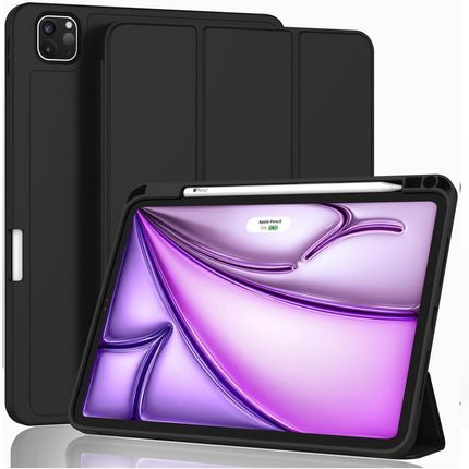 Etui D-Pro Smart Cover Case pokrowiec obudowa z klapką z uchwytem na rysiki iPad Pro 13 M4 7 Gen. 2024 (Czarny)