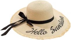 Stylowy kapelusz damski plażowy słomkowy HELLO SUNSHINE kokarda CZ47