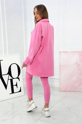 Komplet 3-częściowy bluza, top i legginsy jasny różowy - zdjęcie 4