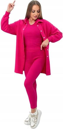 Komplet 3-częściowy bluza, top i legginsy fuksja