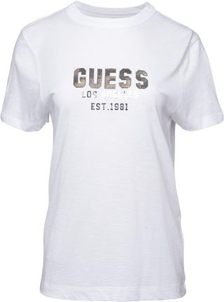 Damska Koszulka z krótkim rękawem Guess SS CN Pyramide Studs Tee W4Yi35Kc8T0-G011 – Biały