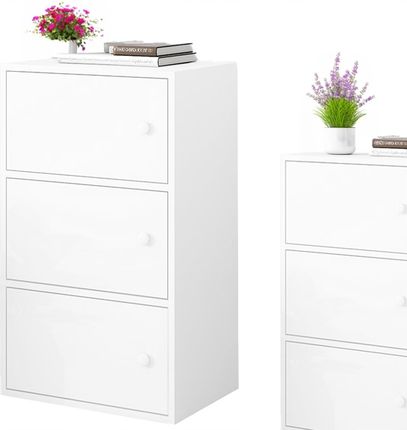 NOWOCZESNA POJEMNA KOMODA SZAFKA DUŻA BIAŁA SKANDYNAWSKI LOFT RETRO 3 PÓŁKI