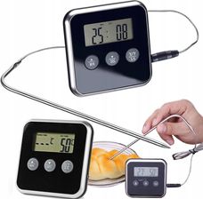 CYFROWY TERMOMETR Z TERMO SONDĄ DO PIECZENIA MIĘSA WĘDZARNI TIMER ALARM LCD