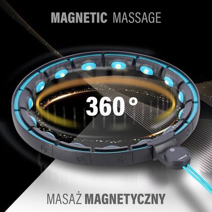 Hms Hhm17 Hula Hop Black Turquoise Z Magnesami I Obciążnikiem + Licznik - zdjęcie 2