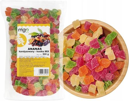 Migogroup Ananas Kandyzowany Kostka Mix 500g