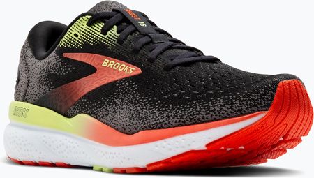 Brooks Ghost 16 Wide Fit Black Mandarin Red Green