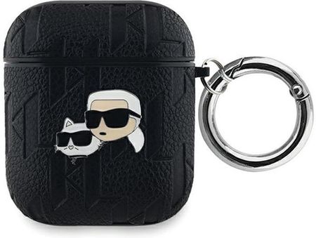 Karl Lagerfeld Monogram Karl & Choupette Head - Etui AirPods 1/2 gen (czarny)