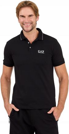 EA7 Czarna koszulka polo L