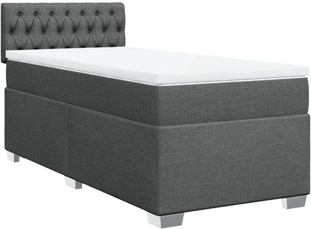vidaXL Łóżko kontynentalne z materacem ciemnoszara tkanina 90x190 cm 3285751 - zdjęcie 3