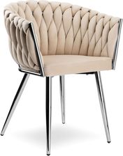 Zdjęcie Krzesło Welurowe Plecione Cofton Chrom Velvet Beżowy - Łapy