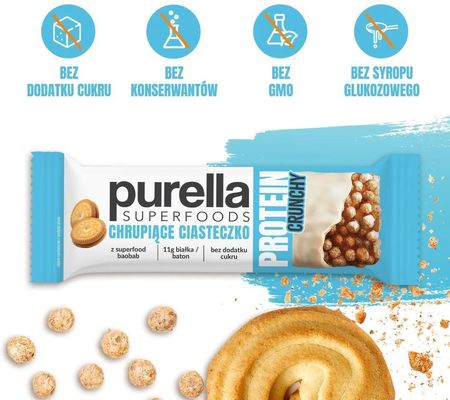 PURELLA Protein Bar Baton proteinowy chrupiące ciasteczko, 45g >> 0zł za wysyłkę przy zakupach od 59 zł << - zdjęcie 4