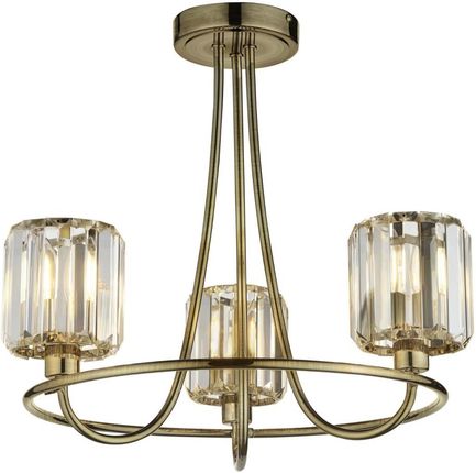 Endon Lampa Sufitowa Berenice 3X6W E14 Stal I Szkło Antyczny Mosiężny Talerz Przezroczyste 107801 - (267164747)