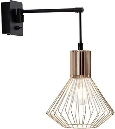 Brilliant Lampa Ścienna W Stylu Retro Neo Wychylna Z Przełącznikiem Dźwigienkowym I Obrotową Głowicą Metalu Kolorze Czarnym Miedz (21090Z76)