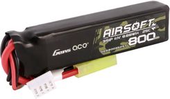 Gens Ace Akumulator Lipo 800Mah 11.1V 25C 3S1P Airsoft Gun Lipo Z Konektorem Mini Tamiya Plug