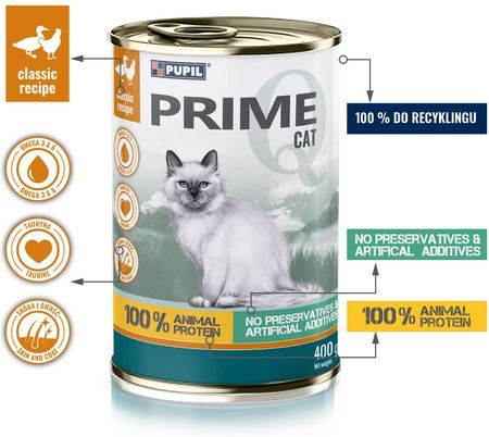 Pupil Karma Mokra Dla Kota Prime Bogata W Kurczaka Z Kaczką 10X400G - zdjęcie 3