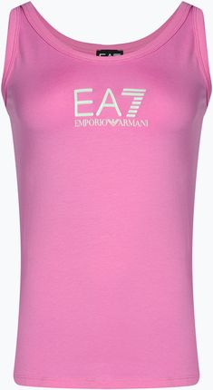 Ea7 Emporio Armani Tank Top Damski Train Shiny Cyclamen Logo Aqua