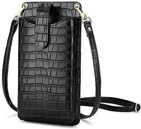 Peacocktion Mała torebka na telefon komórkowy crossbody dla kobiet, lekka mini torba na ramię portfel z przegródkami na karty kredytowe, B-czarny Croc