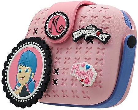 Miraculous Biedronka - Pop n' Swop Marinette różowa torebka dla dziewcząt i kobiet, z 3 przypinanymi naszywkami, uchwytem i zamkiem błyskawicznym, lek