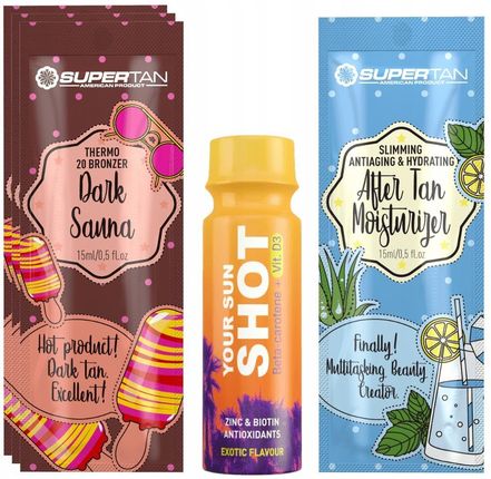 Supertan Dark Sauna 3x 15ml Mocny Bronzer Thermo + Gratisy