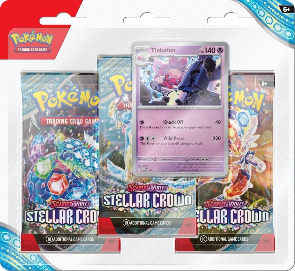 Zdjęcie Pokemon TCG Scarlet & Violet - Stellar Crown 3-Pack Blister booster - Biskupiec