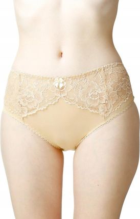 MEWA Lingerie Figi damskie Vera wysoki stan z koronką : Kolor - Beżowy, Roz