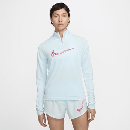 Nike Damska Środkowa Warstwa Ubioru Do Biegania Z Zamkiem 1/4 Dri Fit Swoosh Niebieski