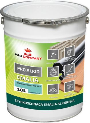 PRO ALKID szybkoschnąca emalia alkidowa 10l Turkusowy jasny RAL 6027