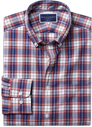Koszula non-iron w kratkę Charles Tyrwhitt Non-Iron Stretch Poplin Large Check Shirt - Extra Slim fit | XL