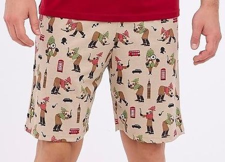 Piżama męska, krótki rękaw SHERLOCK (3XL, bordo) - zdjęcie 3