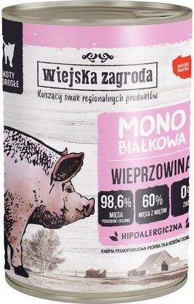 Wiejska Zagroda Monobiałkowa Karma Mokra Dla Kota Mix 3 Smaków Bez Drobiu 98,6% Mięsa 24X400G - zdjęcie 2