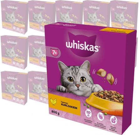 Whiskas Senior Sucha Karma Pełnoporcjowa Dla Starszych Kotów Z Kurczakiem 15X800G