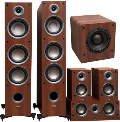 Taga Harmony TAV-507F + C + S  + TSW-80 – zestaw kina domowego 5.1 Walnut